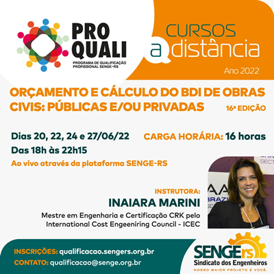 Curso Orçamento e Cálculo do BDI de Obras Civis: Públicas e/ou Privadas